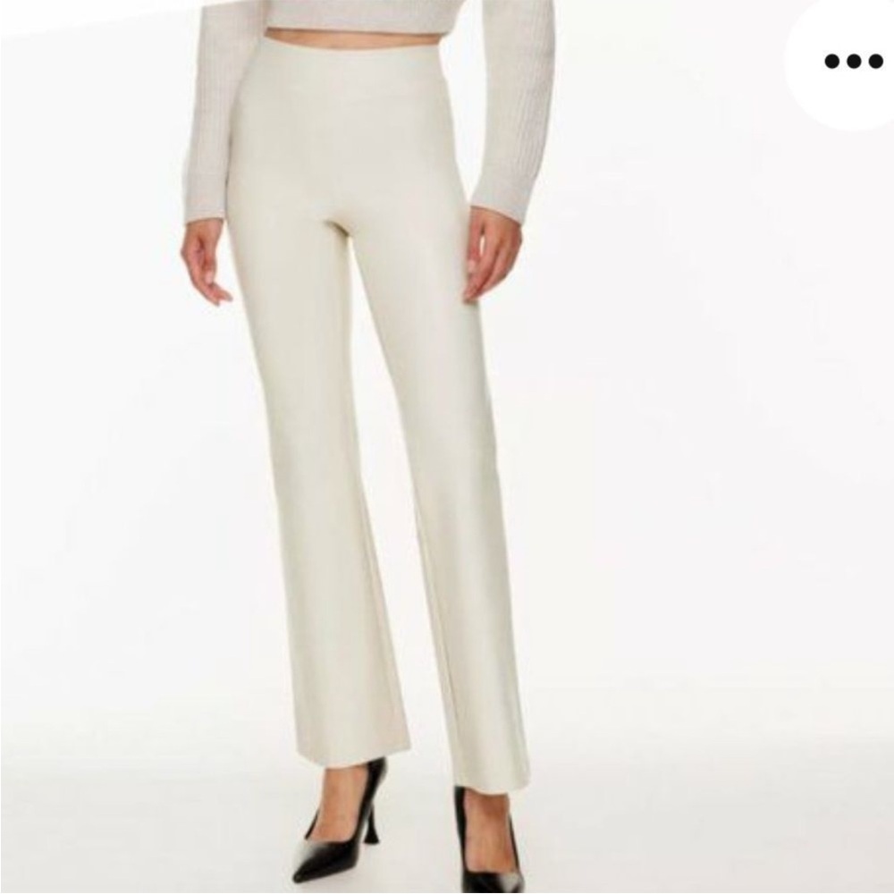 Aritzia Ten by Babaton Vegan Leather Boot Cut Pants in shade Birch